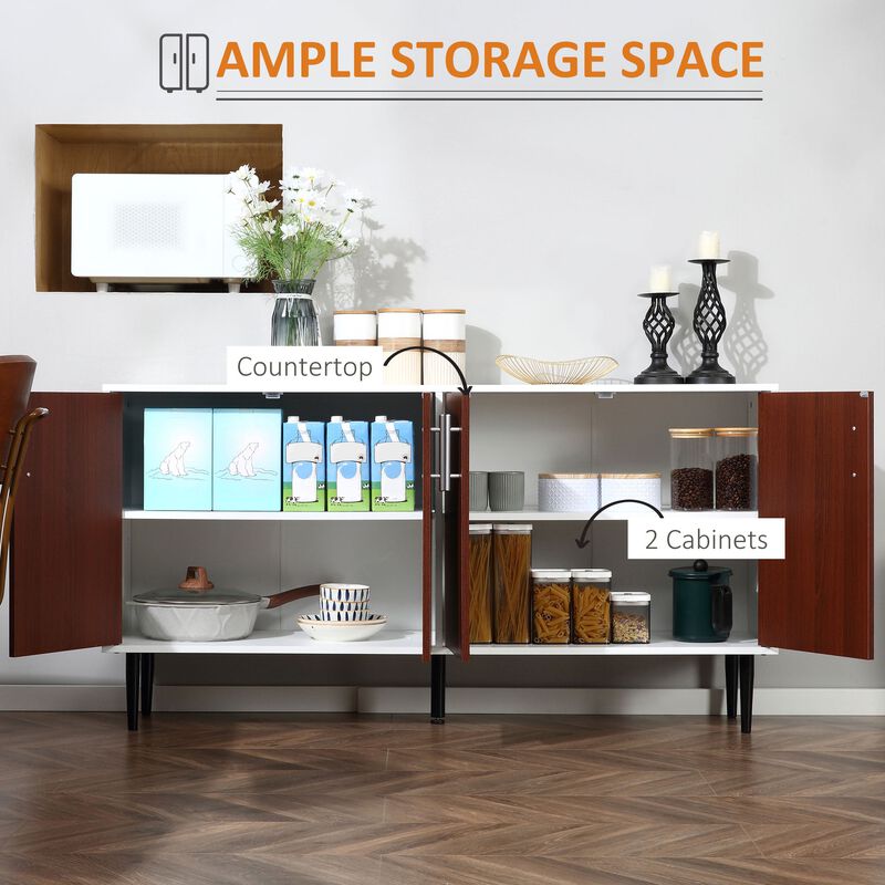 Brown Kitchen Organizer: Modern Sideboard Buffet with Large Countertop