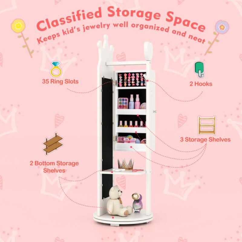 Hivvago Free-Standing Full Length Mirror Kids Jewelry Armoire Cabinet