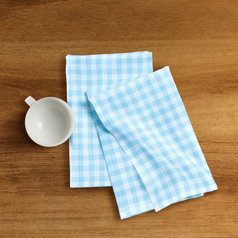 Solino Home 100% Pure Linen Kitchen Towels Set of 2 - 17 x 26 Inch | Gingham Check