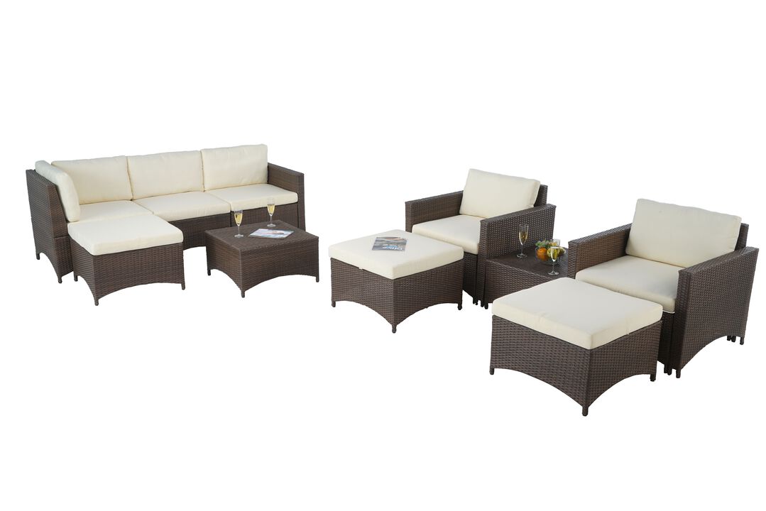 Studio Shine Collection Modular Sectional Sofa, 2 Armchairs with Ottoman and Coffee Table