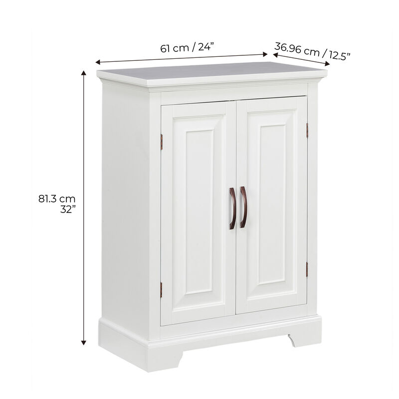 Teamson Home St James Freestanding Floor Cabinet 2 Doors with White Finish