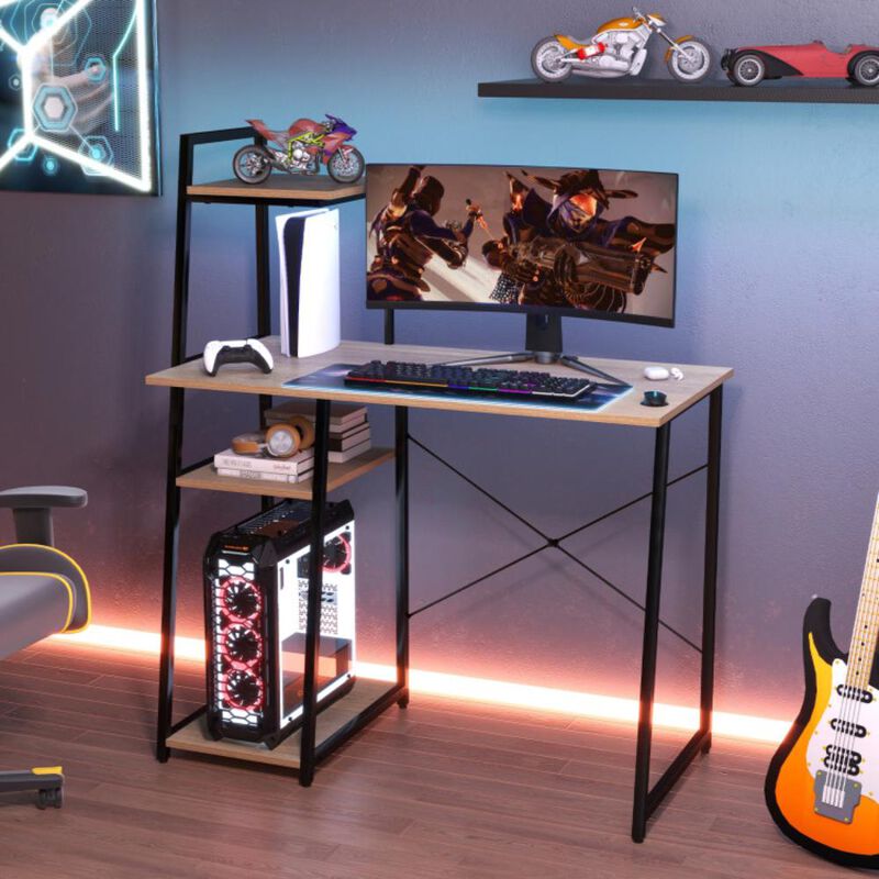 Hivvago Computer Desk with Shelves and 3-Tier Storage Bookshelf