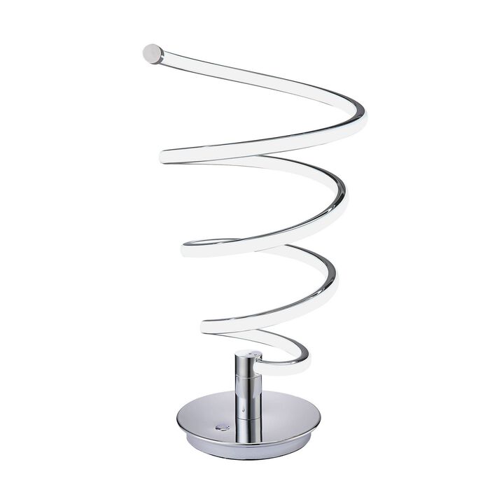 Sun 20 Inch Table Lamp, Accent Twisted Modern Design, LED Light Chrome Base-Benzara
