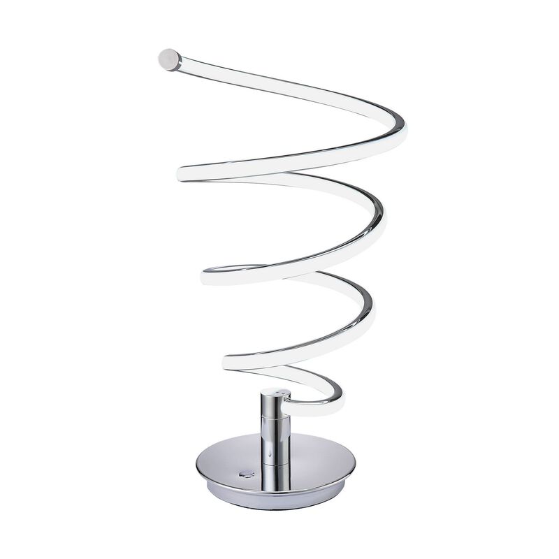 Sun 20 Inch Table Lamp, Accent Twisted Modern Design, LED Light Chrome Base-Benzara