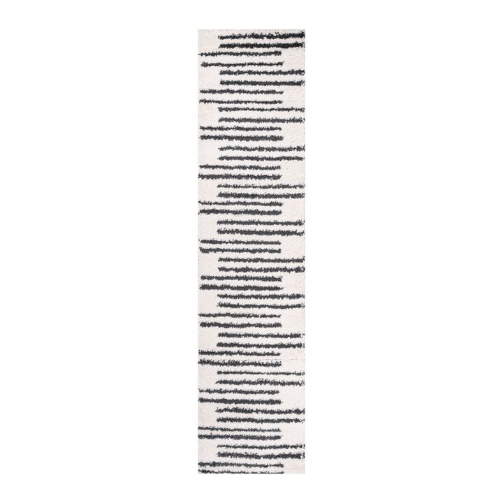 Petra Stripe Geometric Shag Area Rug