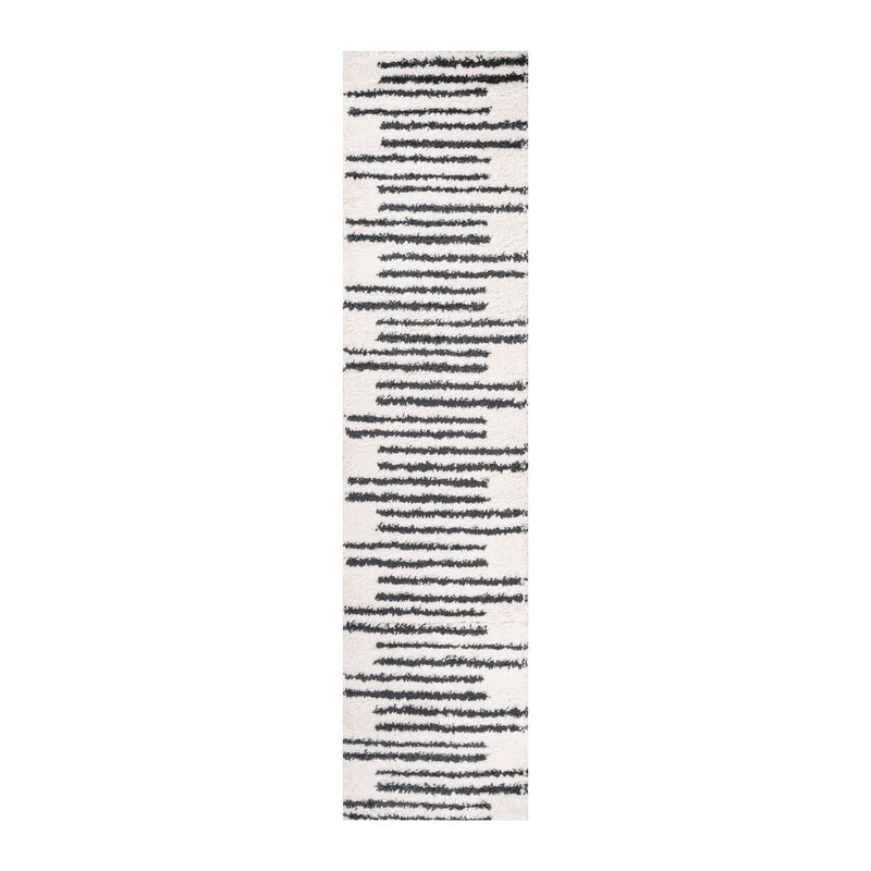 Petra Stripe Geometric Shag Area Rug