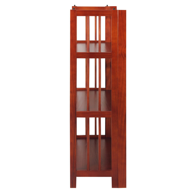 Casual Home 3-Shelf Folding Stackable Bookcase (27.5" Wide)-Mahagony