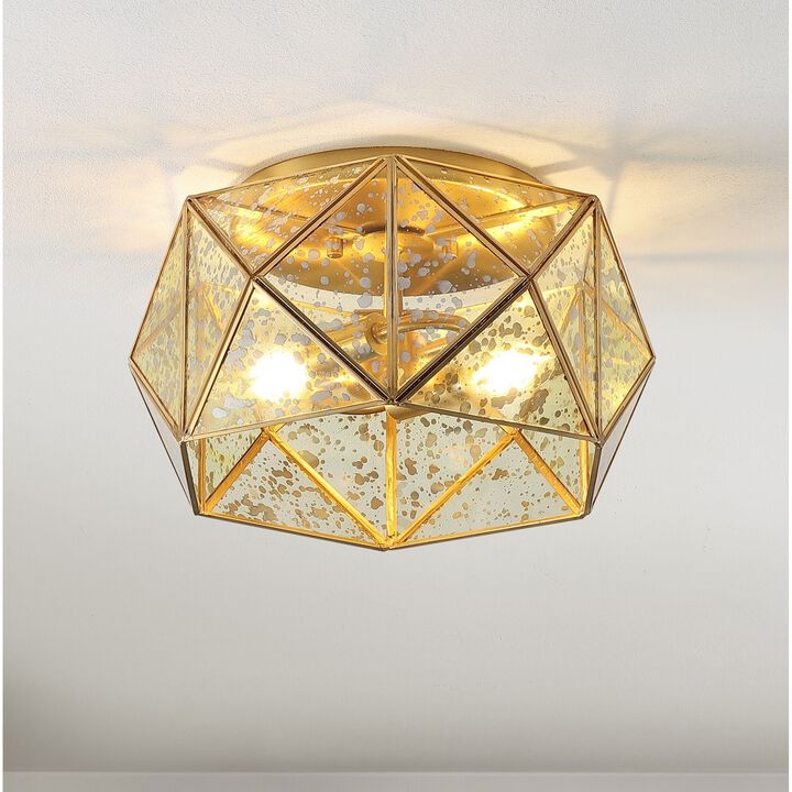 Violet 2-Light Industrial Vintage Iron/Glass LED Flush Mount