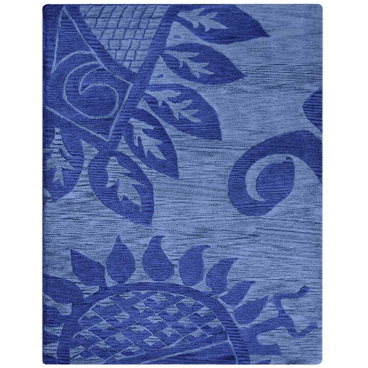RUGSOTIC CARPETS HAND TUFTED WOOL ECO-FRIENDLY AREA RUGS  - 5'x8', Rectangle Shape, Blue, Contemporary Modern Design, High Pile Thick Handmade Area Rugs for Living Room, Bed Room (K00917)