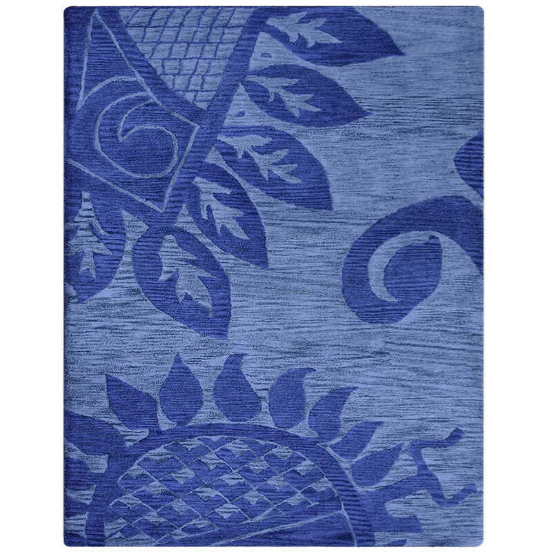 RUGSOTIC CARPETS HAND TUFTED WOOL ECO-FRIENDLY AREA RUGS  - 5'x8', Rectangle Shape, Blue, Contemporary Modern Design, High Pile Thick Handmade Area Rugs for Living Room, Bed Room (K00917)