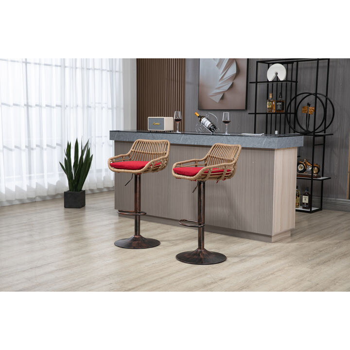 Swivel Bar Stools Set Of 2 Adjustable Counter Height Chairs With Footrest For Kitchen, Dining