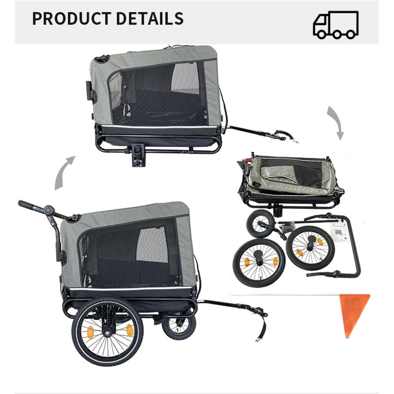 Streamdale Heavy-Duty Foldable Pet Stroller Trailer
