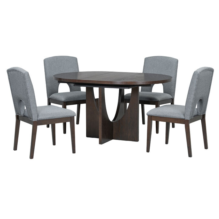 Merax 5-Piece Extendable Round Dining Table Set