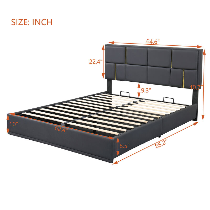 Merax PU Platform Bed with Hydraulic Storage System