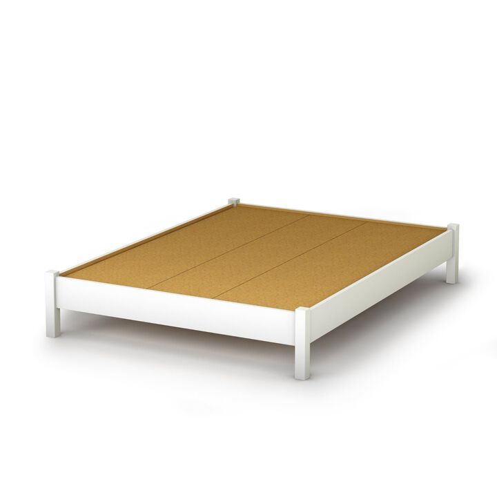 QuikFurn Full size Simple Platform Bed in White Finish - Modern Design QuikFurn Full size Simple Platform Bed in White Finish - Modern Design