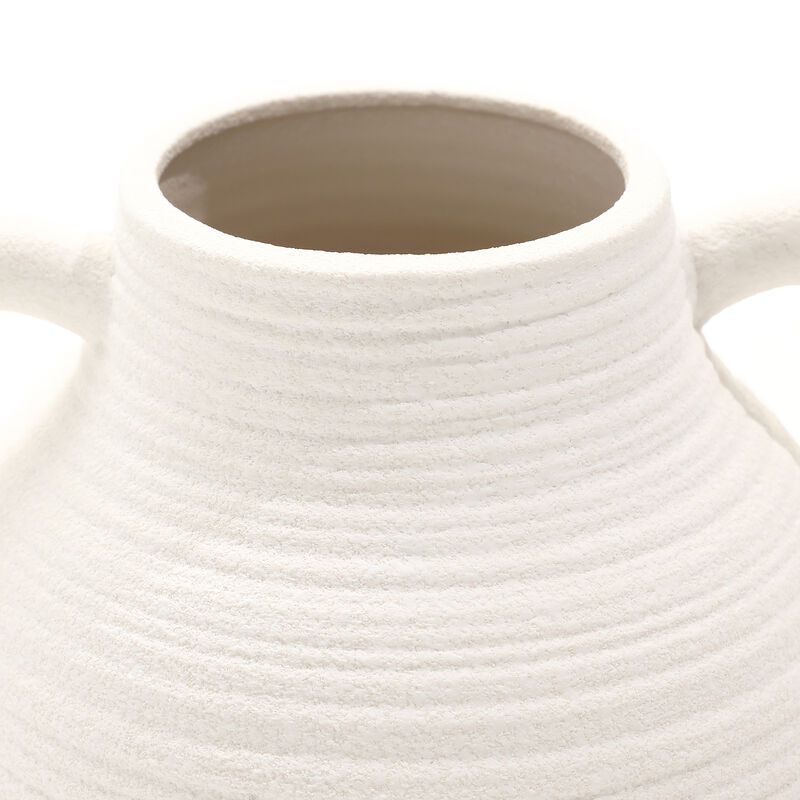 LuxenHome White Ceramic Jug 9.9-Inch Tall Round Vase