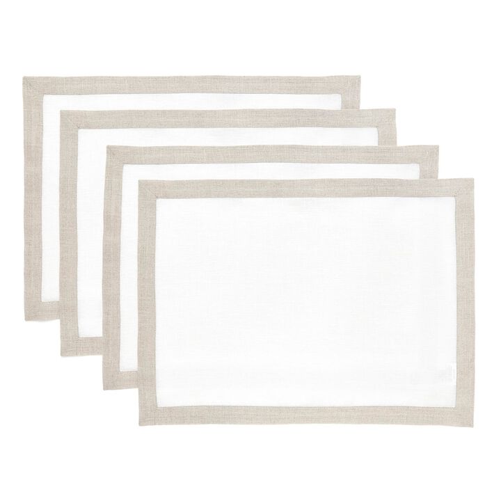Solino Home 100% Pure Linen Placemats 14 x 19 Inch Set of 4 | Classic