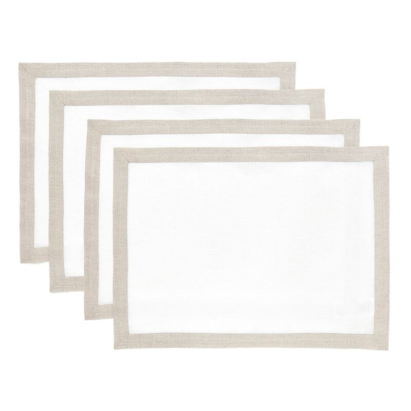Solino Home 100% Pure Linen Placemats 14 x 19 Inch Set of 4 | Classic