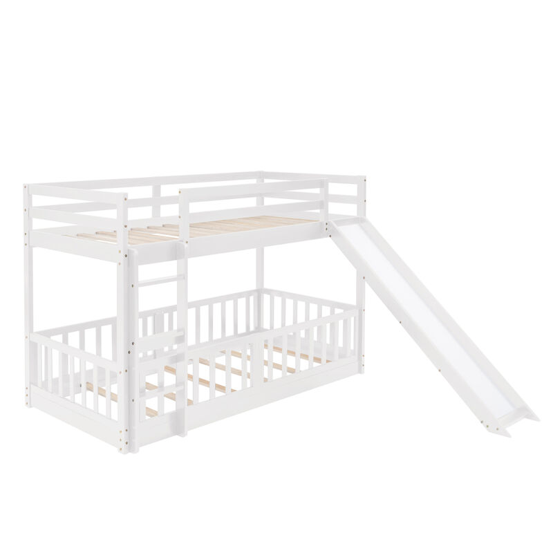 Twin Over Twin Bunk Bed With Slide And Ladder