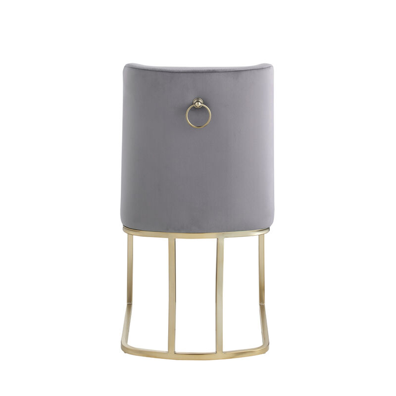 Dining Chairs, Velvet Upholstered Side Chair, Gold Metal Legs (Set Of 2) - Gray