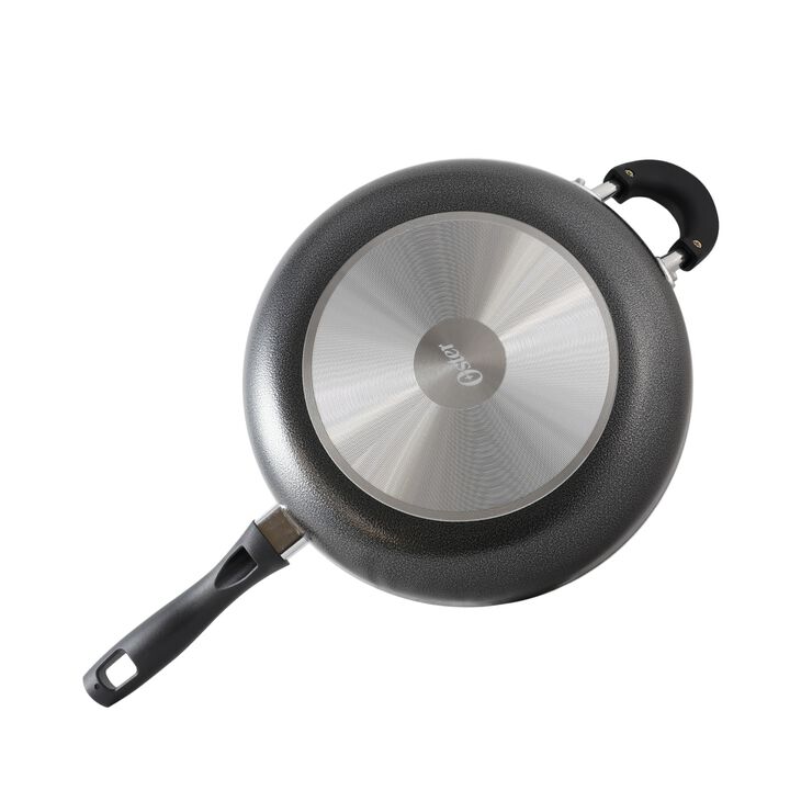 Oster Clairborne 12 Inch Aluminum Saute Pan with Lid in Charcoal Grey
