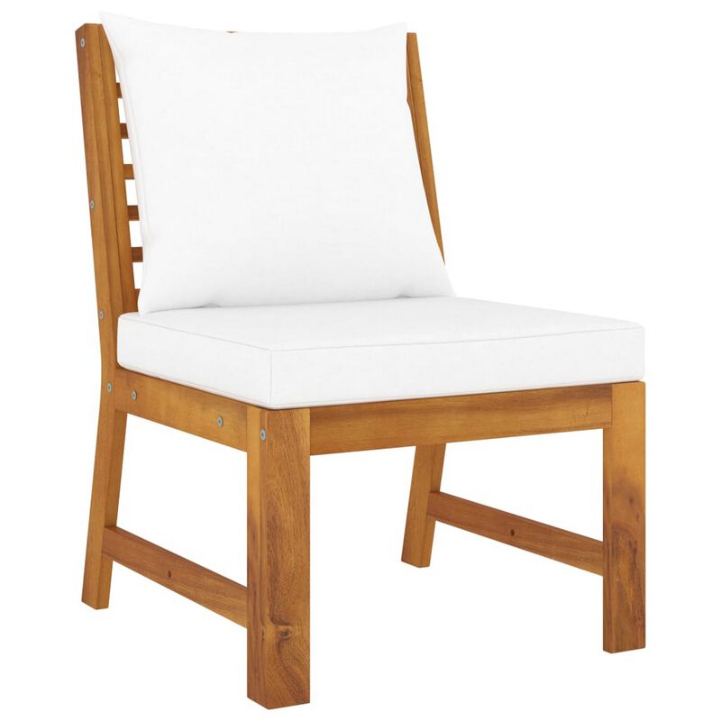Roma 4pc Modular Outdoor Sofa and Table Set, Solid Acacia Wood, White - Benzara