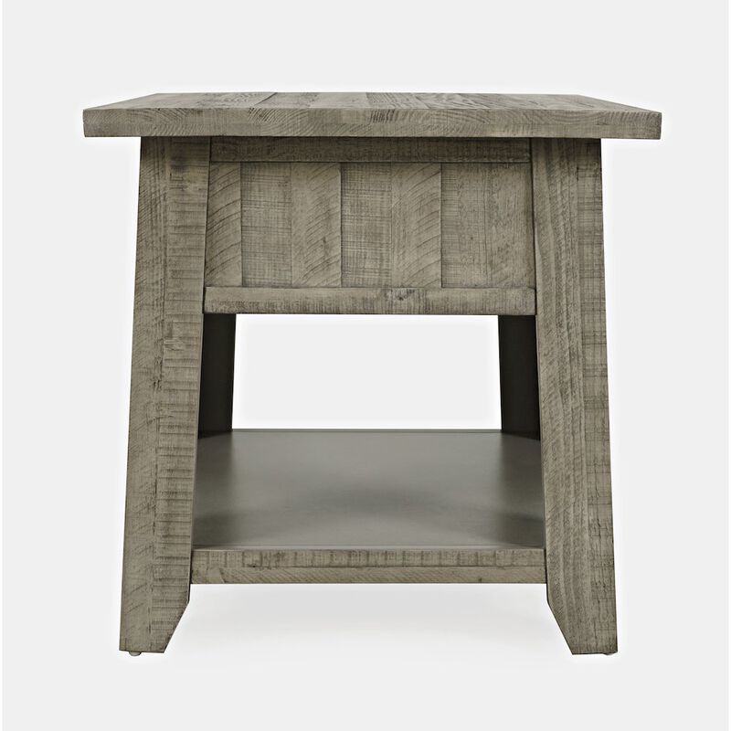 Jofran Telluride Rustic Farmhouse Solid Wood End Table with Storage