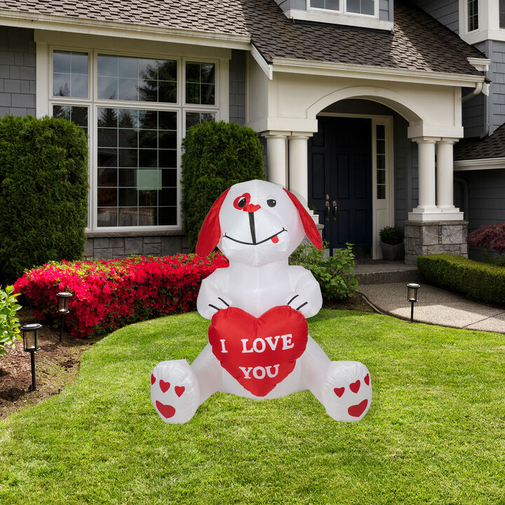 4' Inflatable Lighted Valentine's Day Doggie Outdoor Decoration
