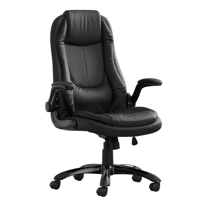 Monarch Specialties I 7277 Office Chair, Adjustable Height, Swivel, Ergonomic, Armrests, Computer Desk, Work, Metal, Pu Leather Look, Black, Contemporary, Modern