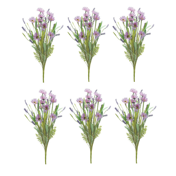 Mixed Daisy Artificial Flower Bush for Bright Home Décor and Floral Arrangements (Set of 6)