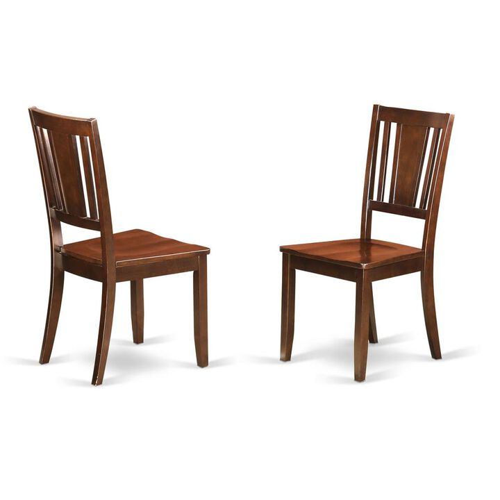 East West Furniture Dudley  Dining  Chair  with  Wood  Seat  in  Mahogany  Finish,  Set  of  2