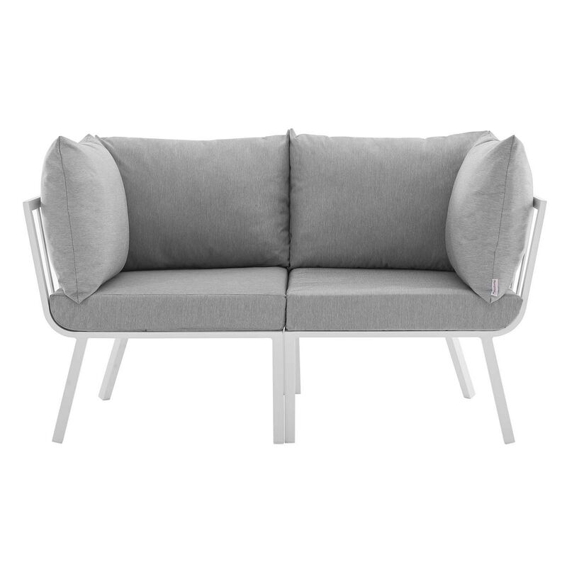 Riverside 2 Piece Outdoor Patio Aluminum Sectional Sofa Set-Benzara