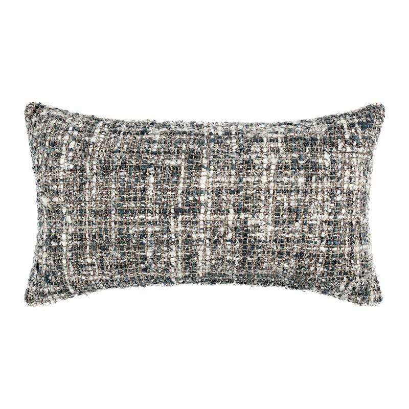 Ivy Lumber Accent Throw Pillow, 14 x 26 Woven Cotton Blend, Black - Benzara