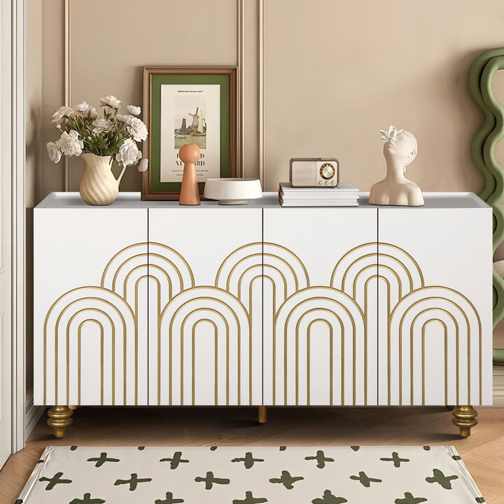 Merax Modern Fluted Sideboard Buffet Storage Cabinet