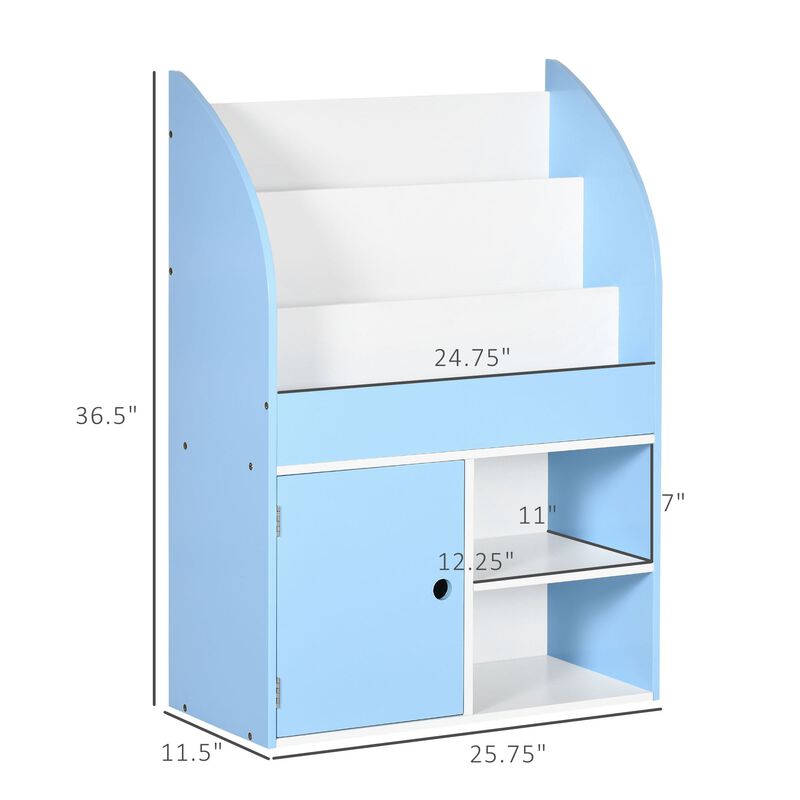 Blue Kids' Organizer: Freestanding Bookshelf & Toy Storage Cabinet