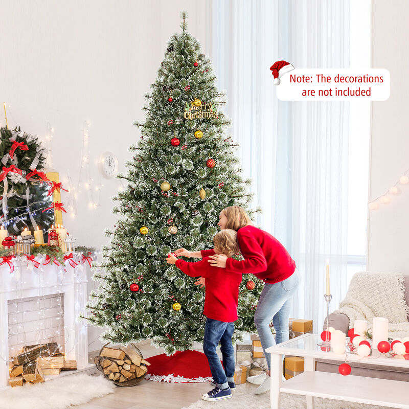 Artificial Christmas Tree Pre-Lit Hinged Holiday Tree with 360° Quick Power Connector