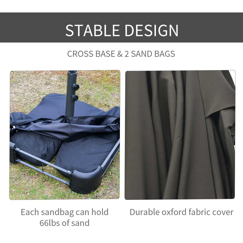 15' Outdoor Double Sided Market Patio Umbrella  Steel Rectangular - Wine Red
