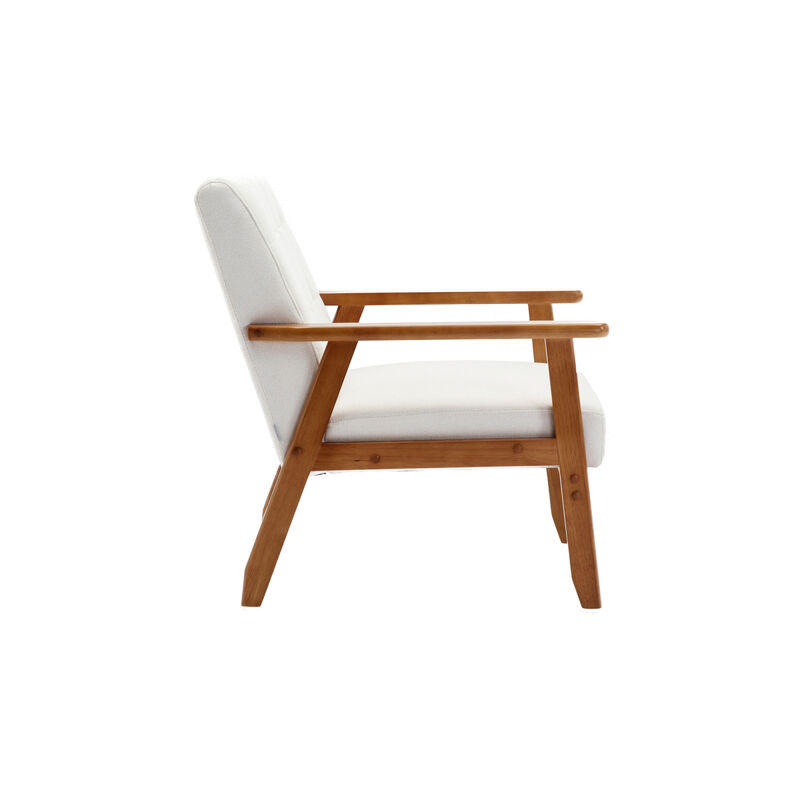 Leisure Chair With Solid Wood Armrest And Feet, Mid-Century Modern Accent Chair