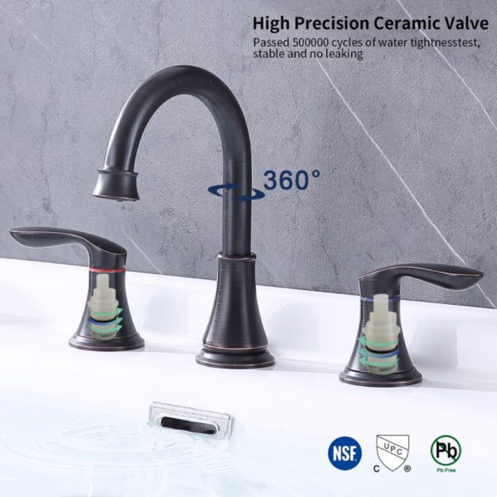 Widespread Oil-Rubbed Bronze Bathroom Faucet with 2 Handles for Stylish Vanity Sink