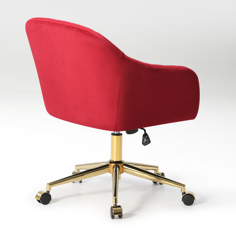 WestinTrends Upholstered Velvet Swivel Vanity Office Chair With Wheels