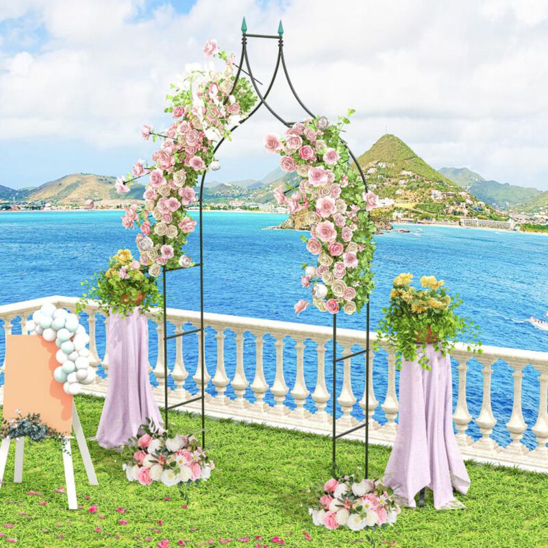 Hivvago 9.5 Feet Decorative Metal Garden Arch for Vine Rose Climbing Wedding Ceremony Party Decoration