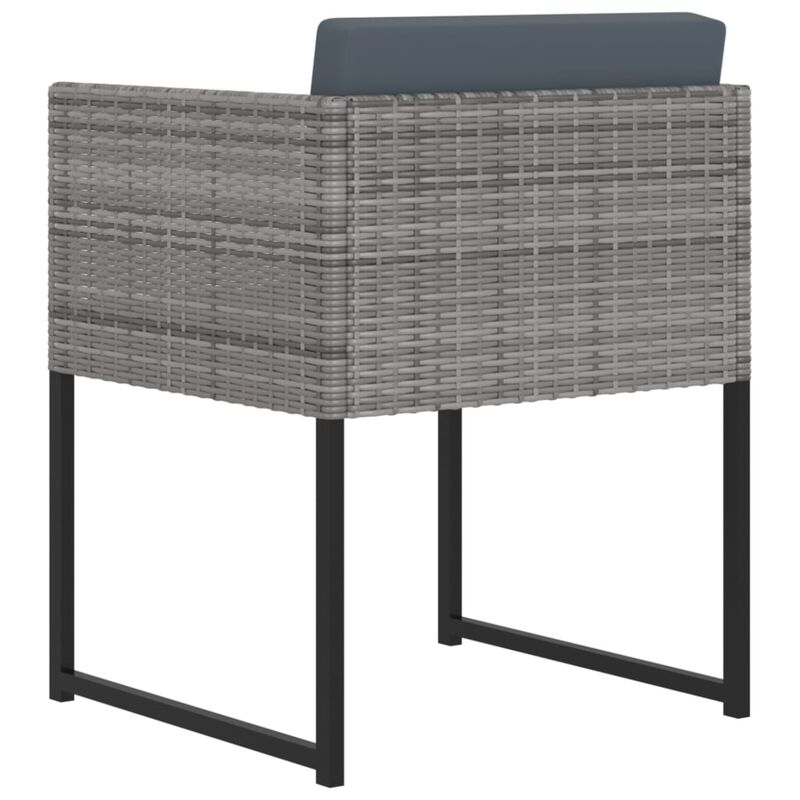 vidaXL 11 Piece Garden Dining Set with Cushions Poly Rattan Gray