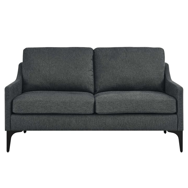 Corland Upholstered Fabric Loveseat Gray