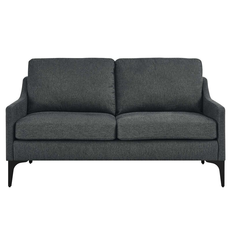Corland Upholstered Fabric Loveseat Gray