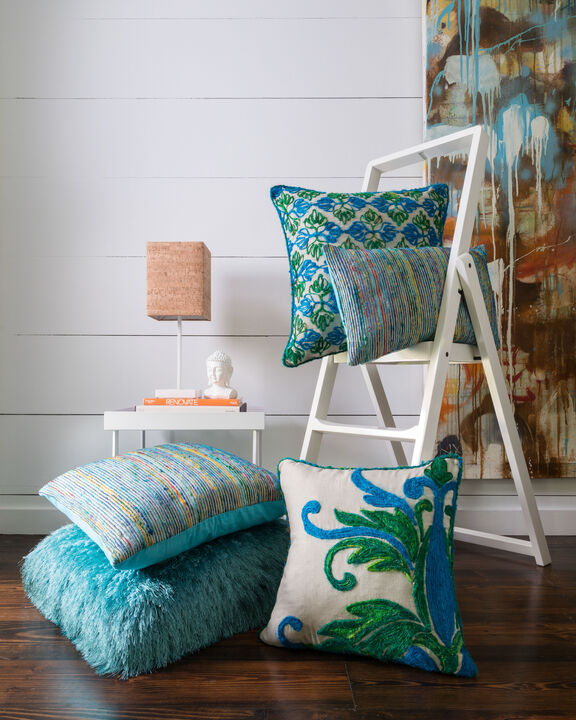 P0242 Blue/Multi 13"x21" Poly Pillow