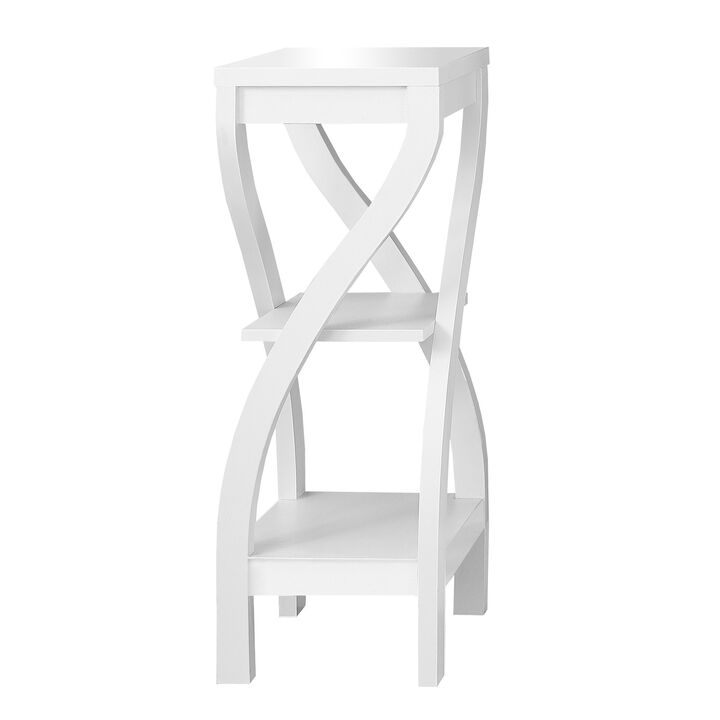 Monarch Specialties I 2479 Accent Table, Side, End, Plant Stand, Square, Living Room, Bedroom, Laminate, White, Contemporary, Modern