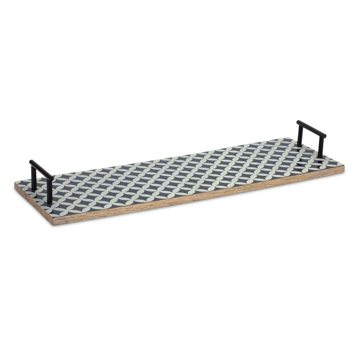 Mango Wood Iron Tray Set of 2 for Decorative and Functional Use