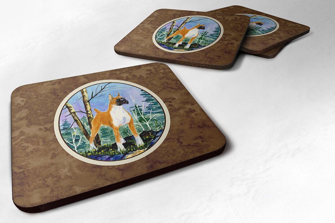 Caroline's Treasures SS8650FC Boxer Foam Coasters (Set of 4), 3.5 H x 3.5 W, Multicolor
