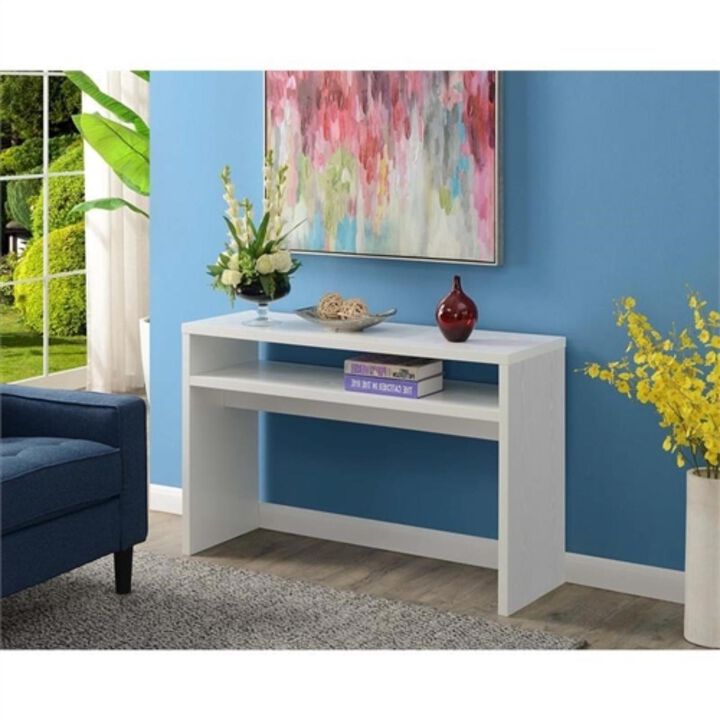 Hivvago Modern FarmHome White Sofa Table Console Table with Bottom Shelf