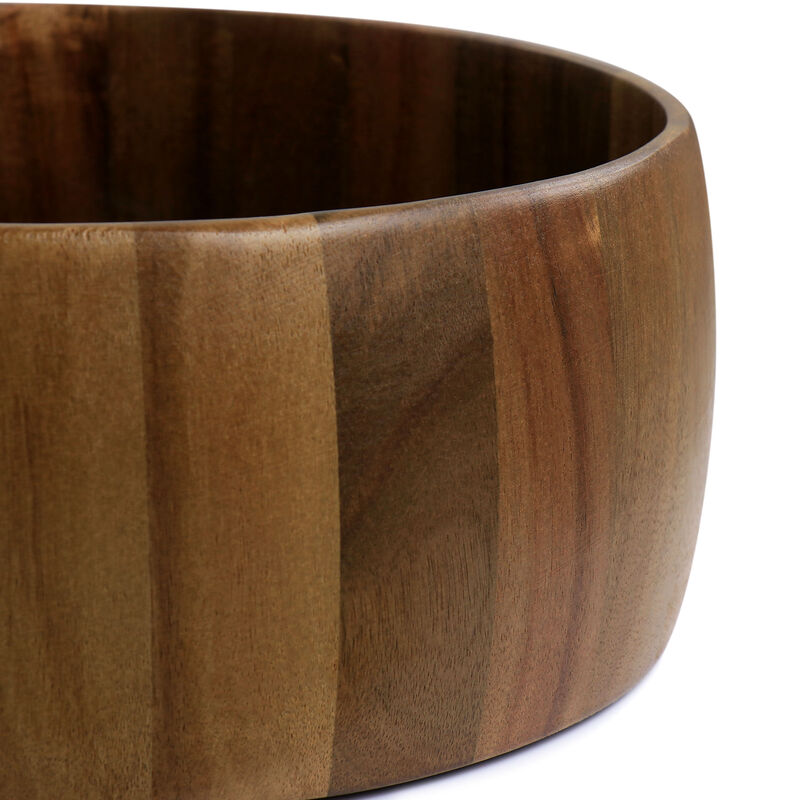 Gibson Elite 3 Piece Acacia Wood Salad Bowl and Spoon Set in Brown